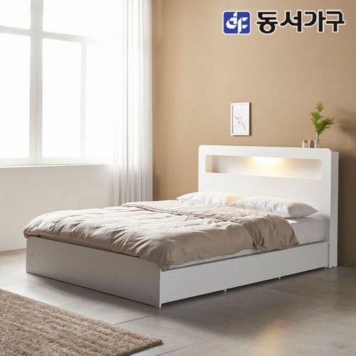 동서가구 소프 렌츠 3서랍 수납형 LED침대 K (70T독립)_이미지