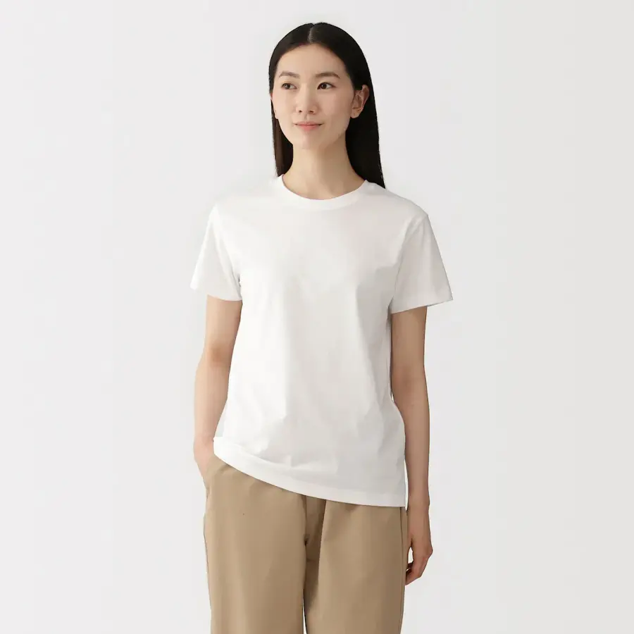 MUJI 500p 여성 저지 크루넥 반소매 티셔츠 BB2SBA6S_이미지
