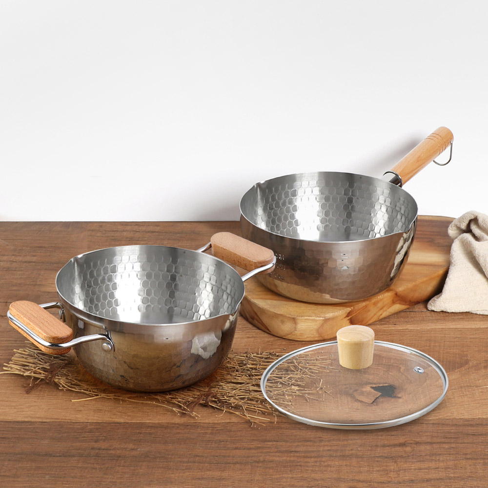 오브쿡스 데이데이팟 IH 스텐냄비 3종세트 18편수+18양수+유리뚜껑 / 인덕션 겸용 계량 라면 냄비_이미지