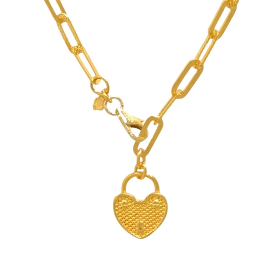 골드모아 볼드 자물쇠하트 클립 목걸이 18.75g_이미지