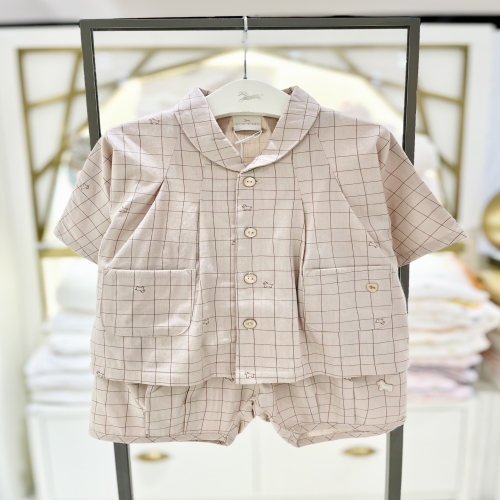 에뜨와 웨일즈체크상하 BEIGE 07R323006 돌/백일 상하복선물_이미지