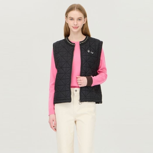 베네통 니트 블록 패딩 베스트_BAJP57561BK_이미지