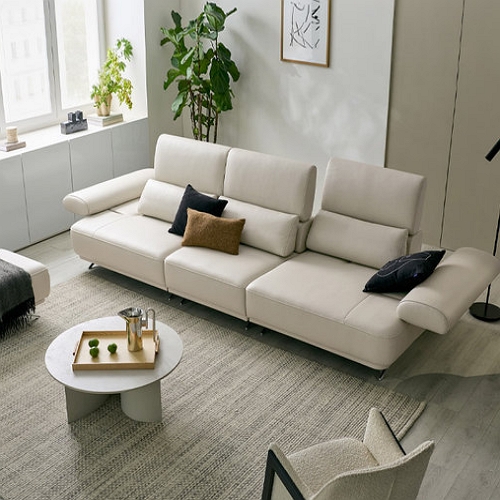 자코모 루페 멀티 기능성 천연가죽 소파 4인용 (스툴포함)