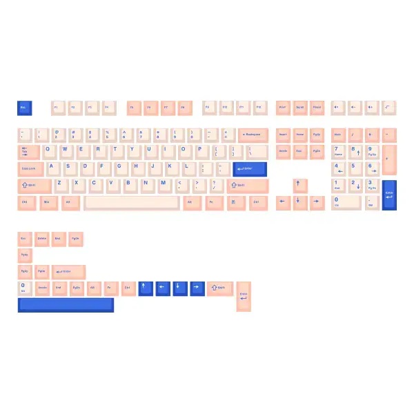 3색조합 PBT 이중사출 영문 키캡 130키 피치블루