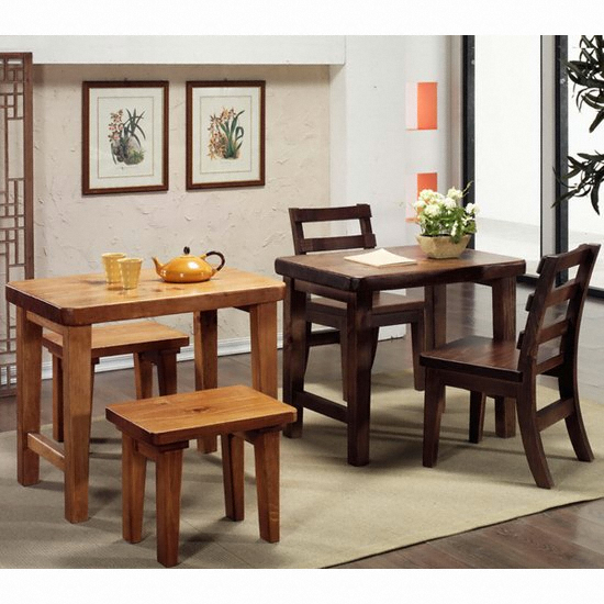 프라이드리빙 해찬솔원목이야기 소나무 통원목 식탁 850 (스툴2개)