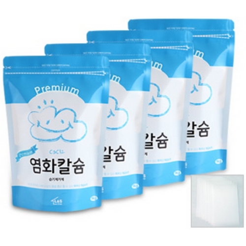 프리미엄 염화칼슘 1kg x 4개 + 방수투습지 8장