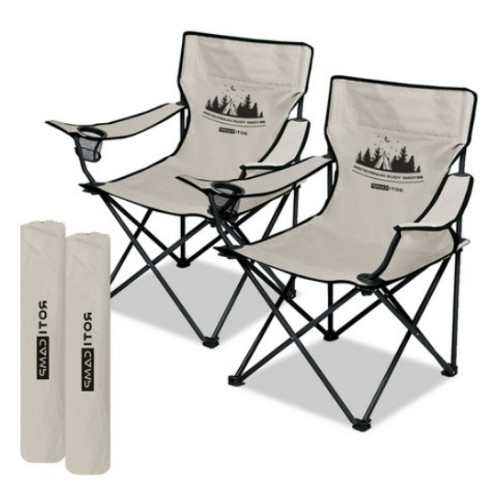로티캠프 MC-111 경량 접이식 휴대용 캠핑 의자 2개 (탄)_이미지