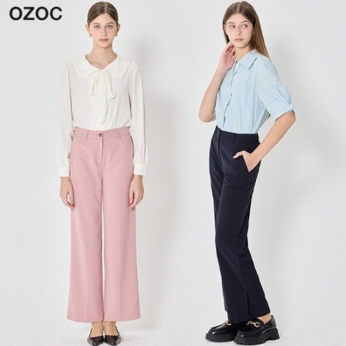 OZOC 스판 밑단 슬릿 스트레이트 슬랙스 328973