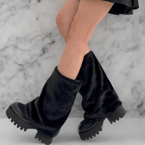 여성 겨울 털 레그워머 높이 증가 플랫폼 미들 부츠1097722