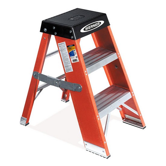 WERNER 절연 스텝 스툴 광폭 사다리 (3단)_이미지