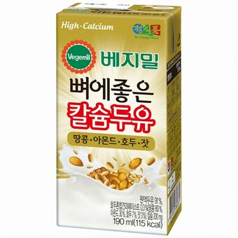 정식품 <b>베지밀</b> 뼈에 좋은 칼슘두유 땅콩,아몬드,호두,잣 190ml