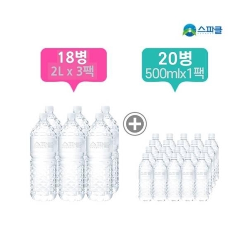스파클 생수 무라벨 2L x 18개 + 500ml x 20개_이미지