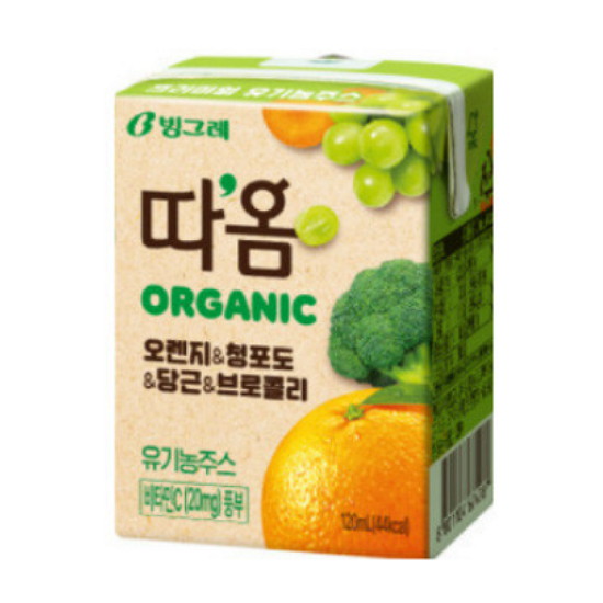 빙그레 따옴 오가닉 오렌지 청포도 당근 브로콜리 120ml