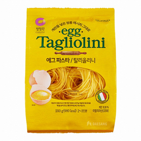대상 청정원 에그파스타 탈리올리니 250g이미지입니다. 누르면 해당 게시물로 새창이동합니다.