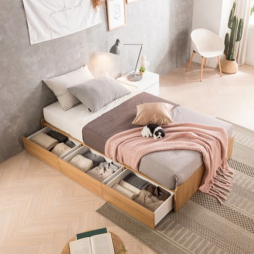 장인가구 토리노 무헤드 서랍 침대 SS (매트별도)_이미지