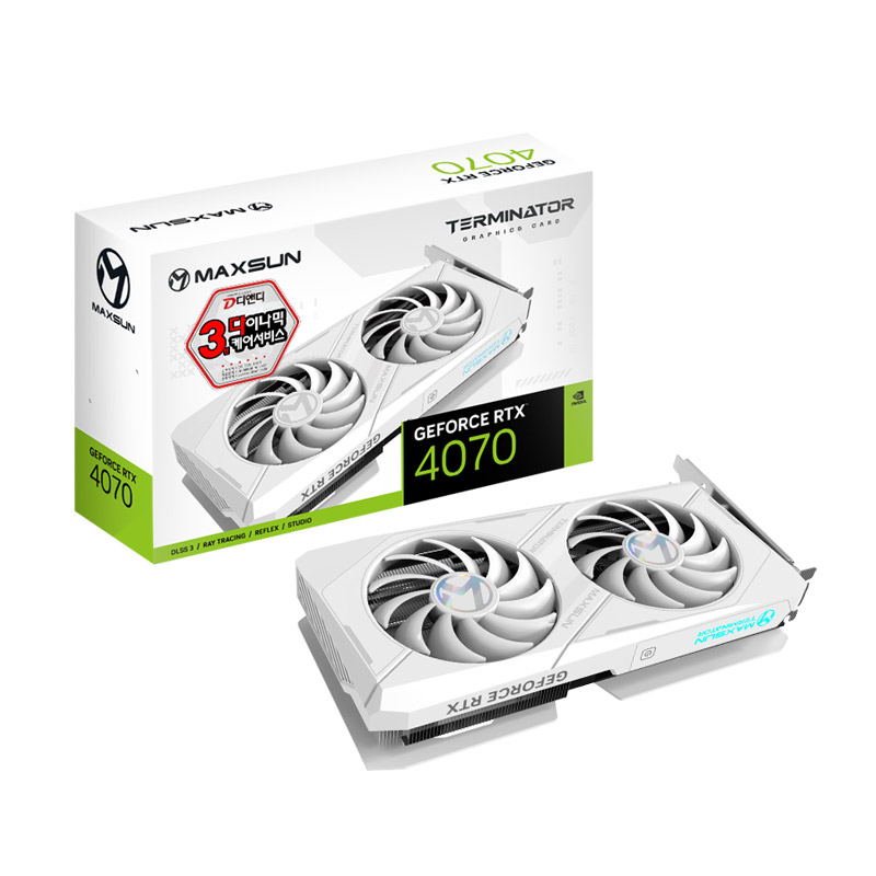 MAXSUN 지포스 RTX 4070 터미네이터 D6X 12GB 스노우화이트_이미지