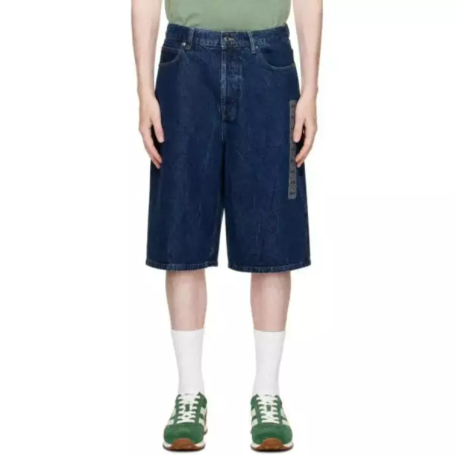 알렉산더왕 블루 로우라이즈 플래셔 디테일 데님 보드 쇼츠 UDC4264104 401 DEEP BLUE