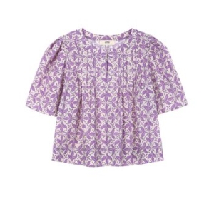 바이올렛 플라워 면 반팔 블라우스 VLBL5B243V2