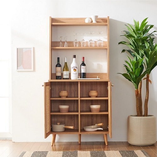 소티디자인 플란츠 라탄 높은 그릇 수납장 800_이미지