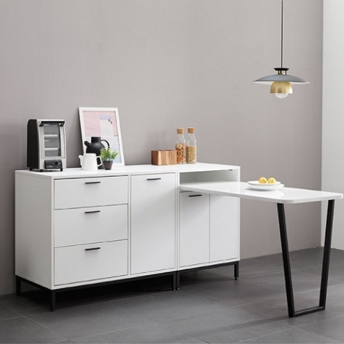 히트디자인 포에 다용도 양문 식탁형 수납장 세트_이미지