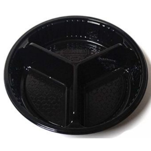 ㅤ원형찬용기 TY-170 블랙 3칸 (50개)_이미지