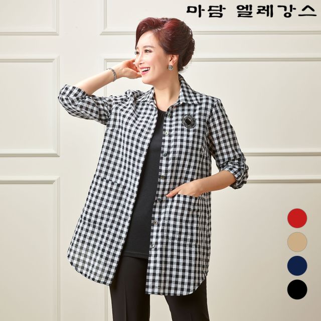 마담엘레강스 시어서커 체크 셔츠형 재킷 K211JK02이미지입니다. 누르면 해당 게시물로 새창이동합니다.