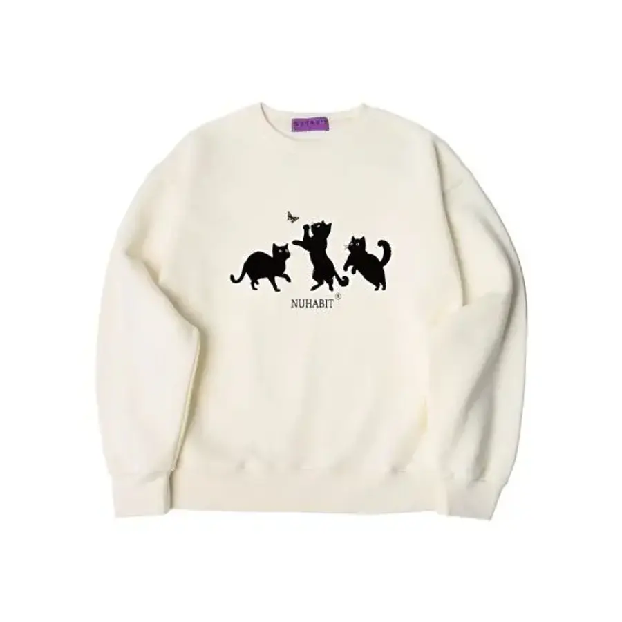 뉴해빗 맨투맨N/H CA티에스 맨투맨ATTENTION 오버핏 기모 맨투맨_아이보리 GOM4-3NH1186 1365