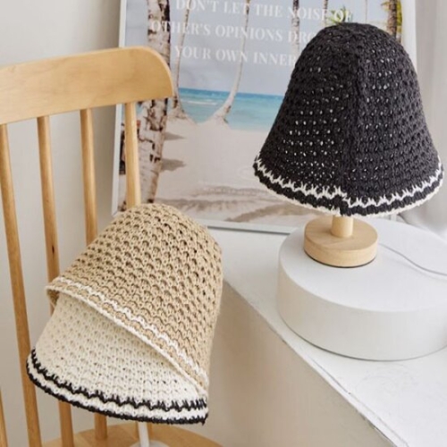 나크21 배색 크로쉐 버킷햇 DM52-C-01