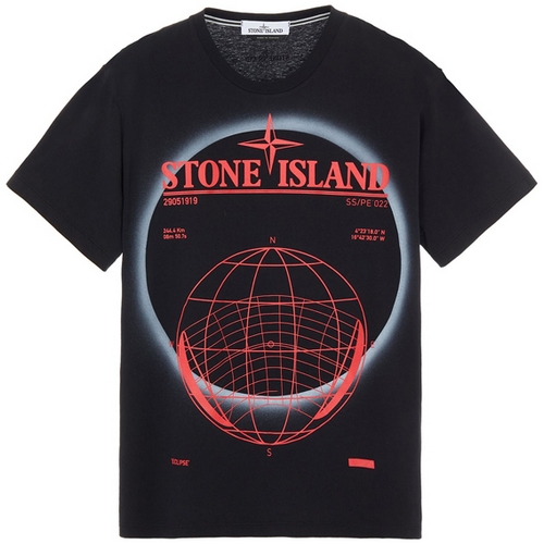 스톤아일랜드 솔라 로고 스프레이 프린팅 반팔 티셔츠 76152NS96 (V0029, 블랙)
