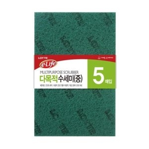 롯데알미늄 롯데이라이프 다목적 수세미 중 13cm 20cm 5매 1박스 40개_이미지