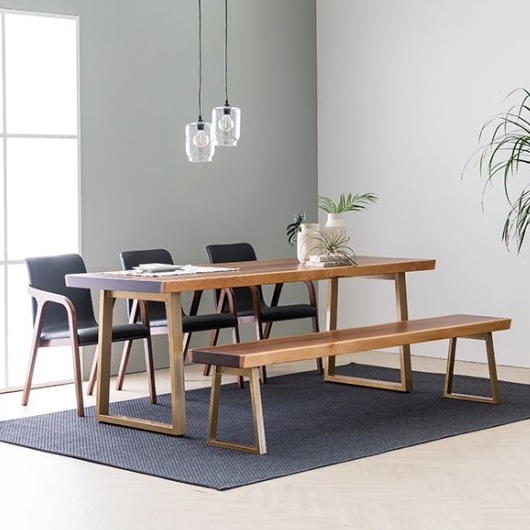 캘리 우드슬랩 통원목 슬림 식탁 1400