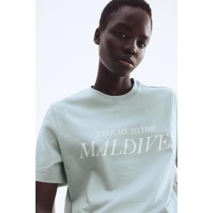 HM 티셔츠 민소매 반팔 브랜드관 프린트 라이트 터쿼이스/Maldives 1293967011
