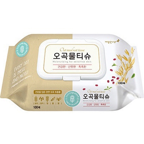 깨끗한나라 ㅤ오곡 물티슈 캡형 100매 (8팩)_이미지