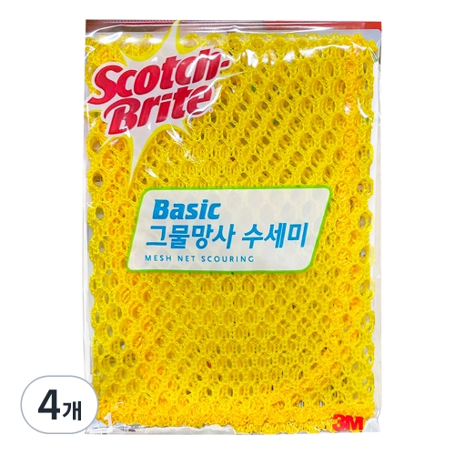 3M 스카치브라이트 베이직 그물 망사 수세미 1개입 4개