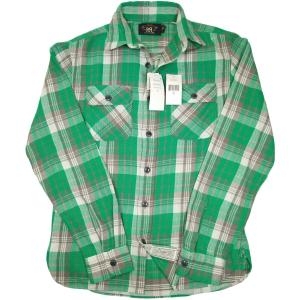 랄프로렌 폴로 NEW RRL 그린 Matlock Plaid 체크 플란넬 워크셔츠 셔츠 XS 3007504