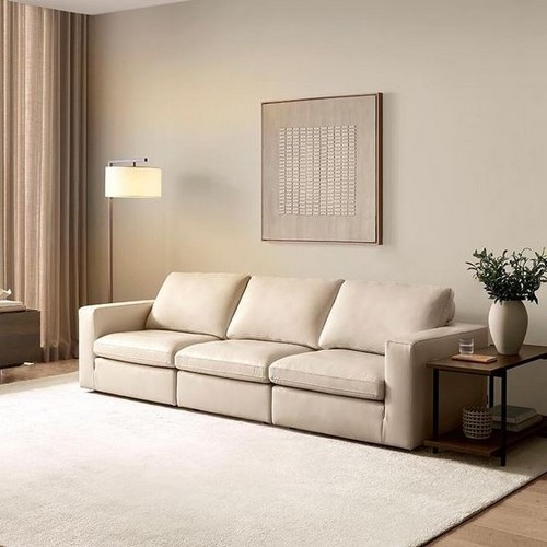 까사미아 캄포레더 쁘띠 천연가죽 소파 4인용