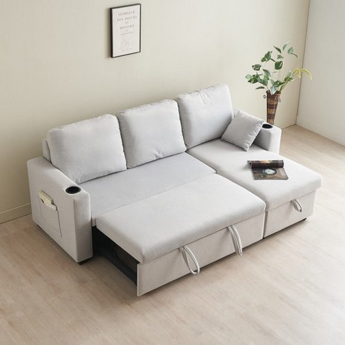 에보니아 이지백 확장형 카우치 아쿠아스웨이드텍스 패브릭 소파베드 3인용_이미지