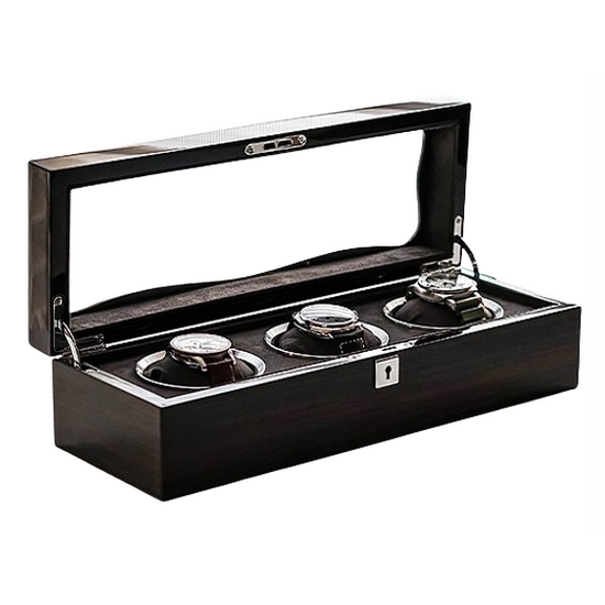 헤리티지원 시계보관함 원목 케이스 프리미엄 3구 (블랙에보니)