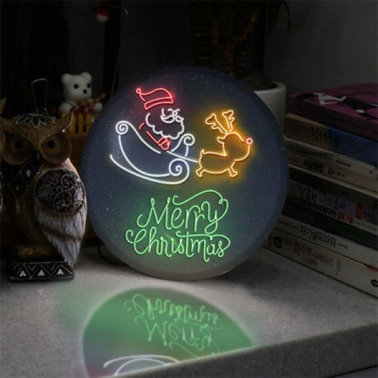 꾸밈 LED 네온산타와루돌프 액자 무드등 35cm