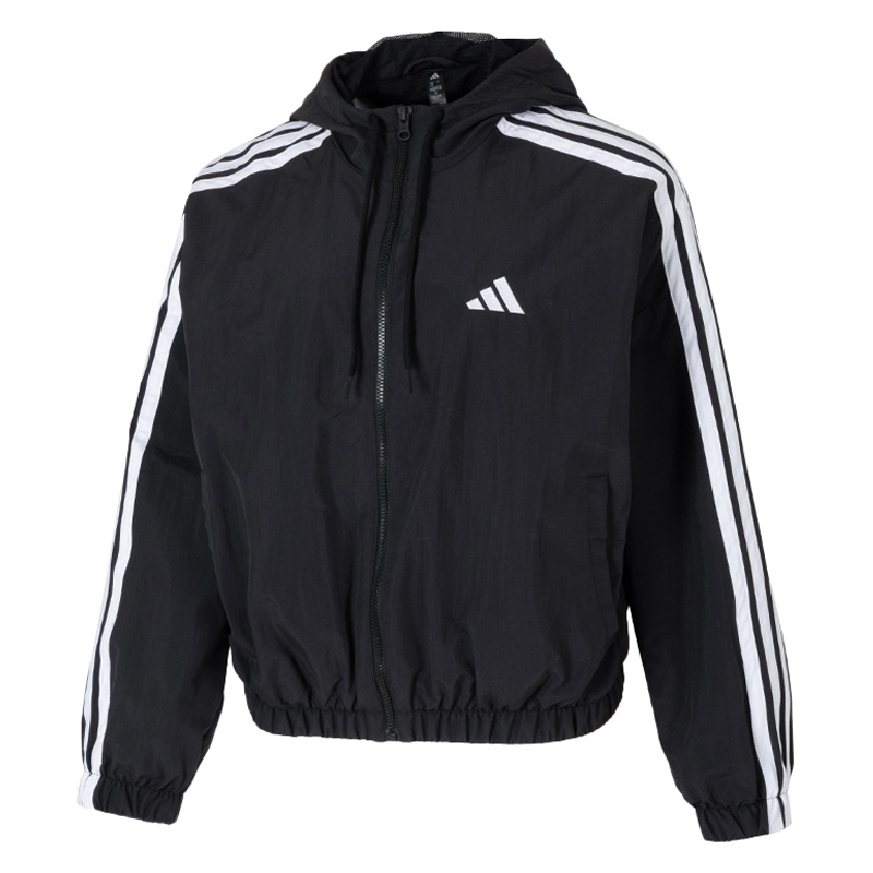 아디다스 우븐 크롭 후드 바람막이 집업 자켓 JZ2162