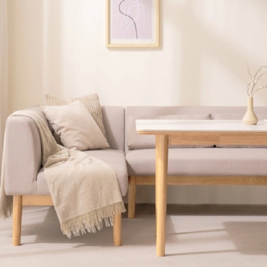 보니애가구 밀리아 낮은 세라믹 식탁 1400 (의자2개+벤치1개+코너벤치1개)_이미지