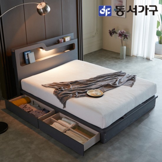 동서가구 위너 인싸 평상형 서랍 LED침대 Q (매트별도)_이미지