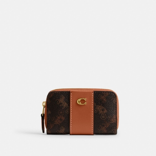 코치 위드 호스 앤 캐리지 프린트 스몰 집 어라운드 카드케이스_CAN55 B4AWV