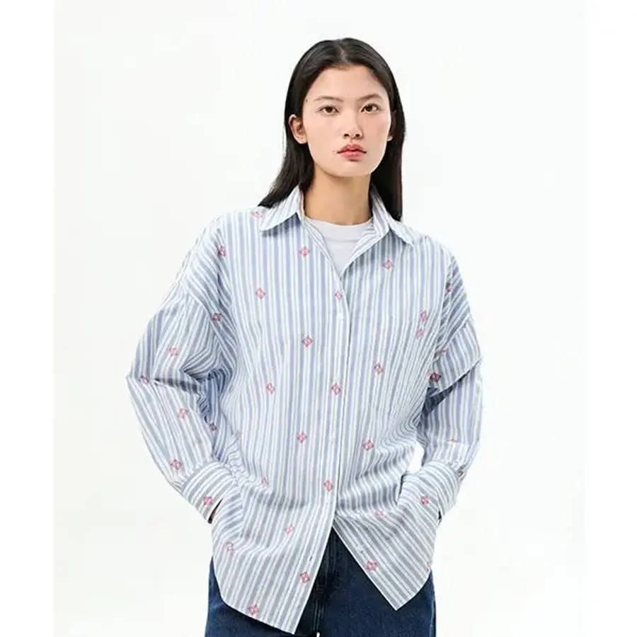 타미힐피거 TOMMY HILFIGER 스트라이프 이지 핏 셔츠 T22G0WSH003WT20BG 366759_이미지