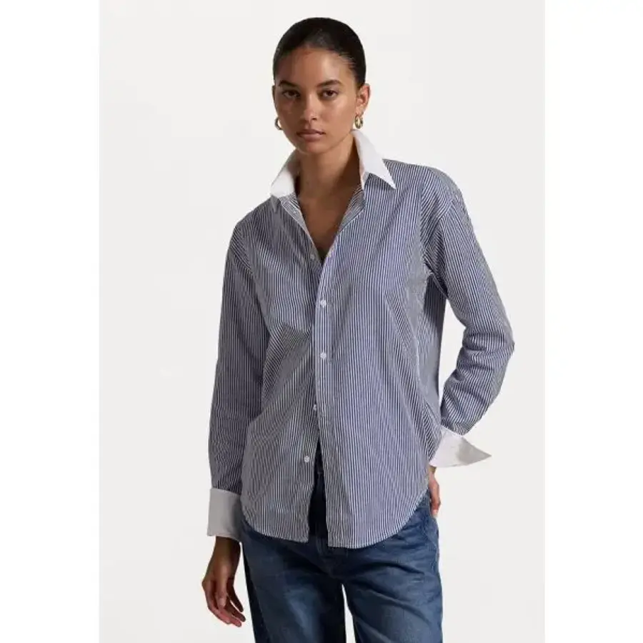 RELAXED FIT TWO TONE STRIPED SHIRT Button-down blouse white/fall roy..