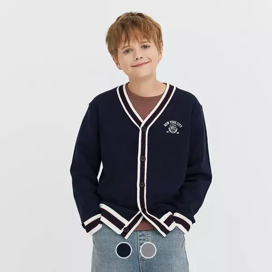주니어 03056903 아크릴 블렌드 브이넥 가디건