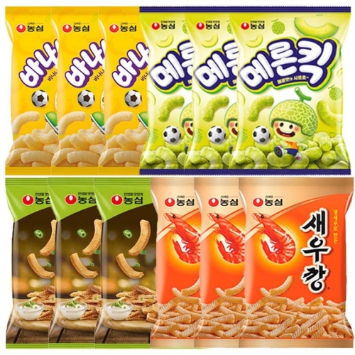 농심 새우깡 3개 + 메론킥 3개 + 바나나킥 3개 + 먹태깡 3개_이미지
