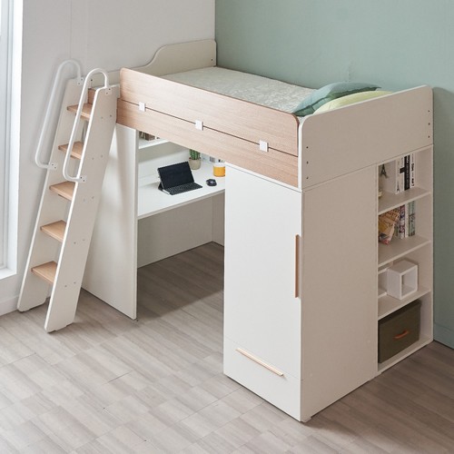 에보니아 폴라 책상 수납 사다리형 벙커침대 SS (독립스프링)