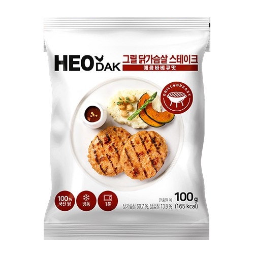허닭 그릴 닭가슴살 스테이크 매콤바베큐 100g (30개)