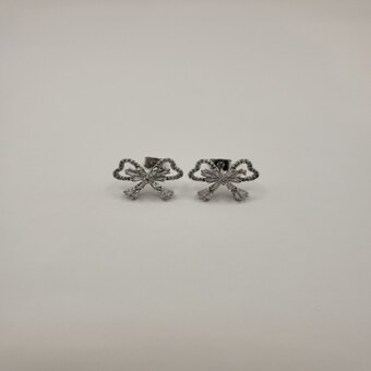 <b>스텔라</b>앤로라 여성귀걸이 리본 특수큐빅 은침 귀걸이 <b>18</b>K도금 SAR-120 골드
